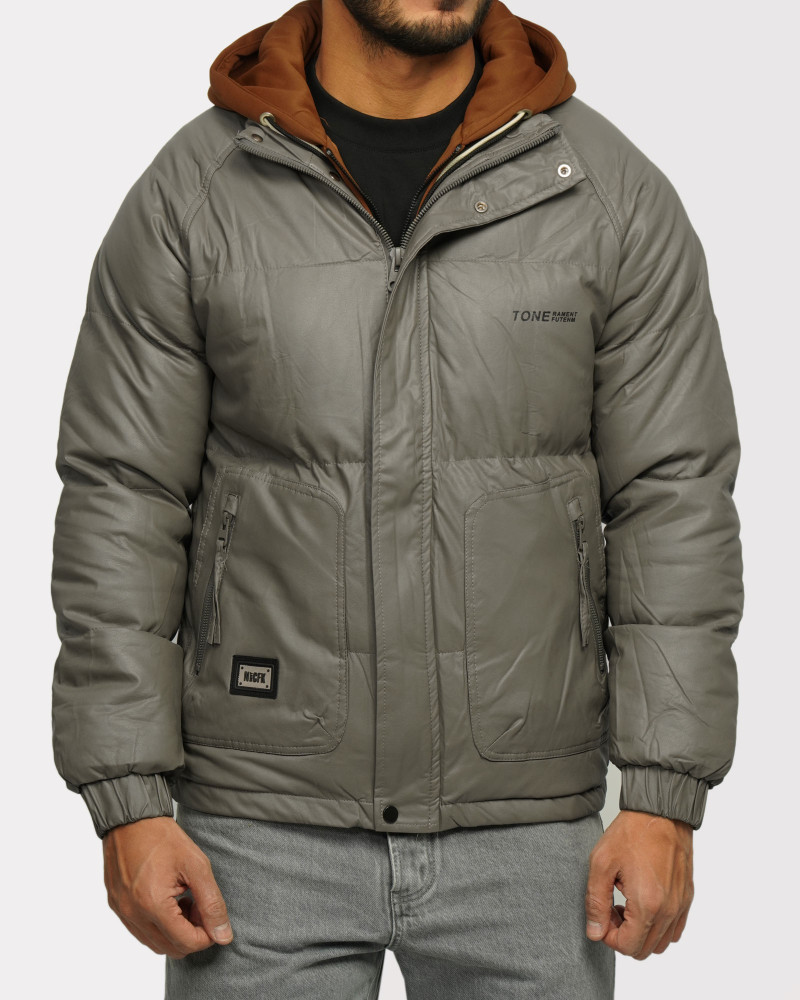 خرید و قیمت کاپشن مردانه کلاه دار خاکستری 24316377