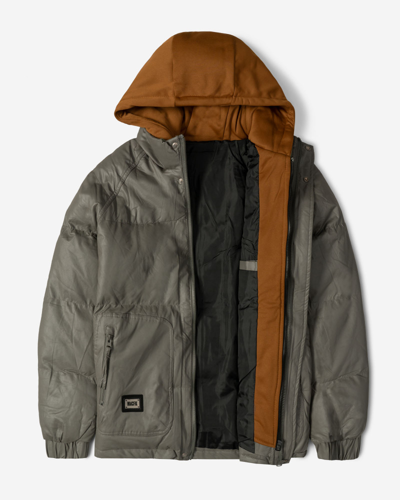 خرید و قیمت کاپشن مردانه کلاه دار خاکستری 24316377