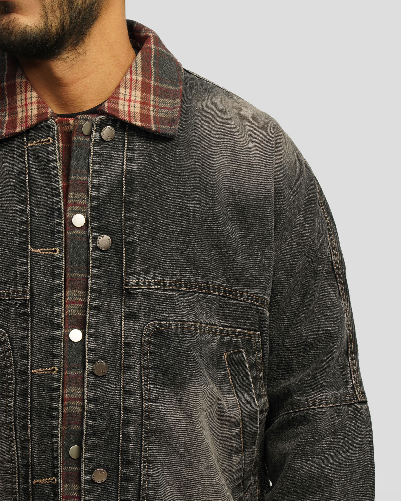 کاپشن جین ذغالی 24378107