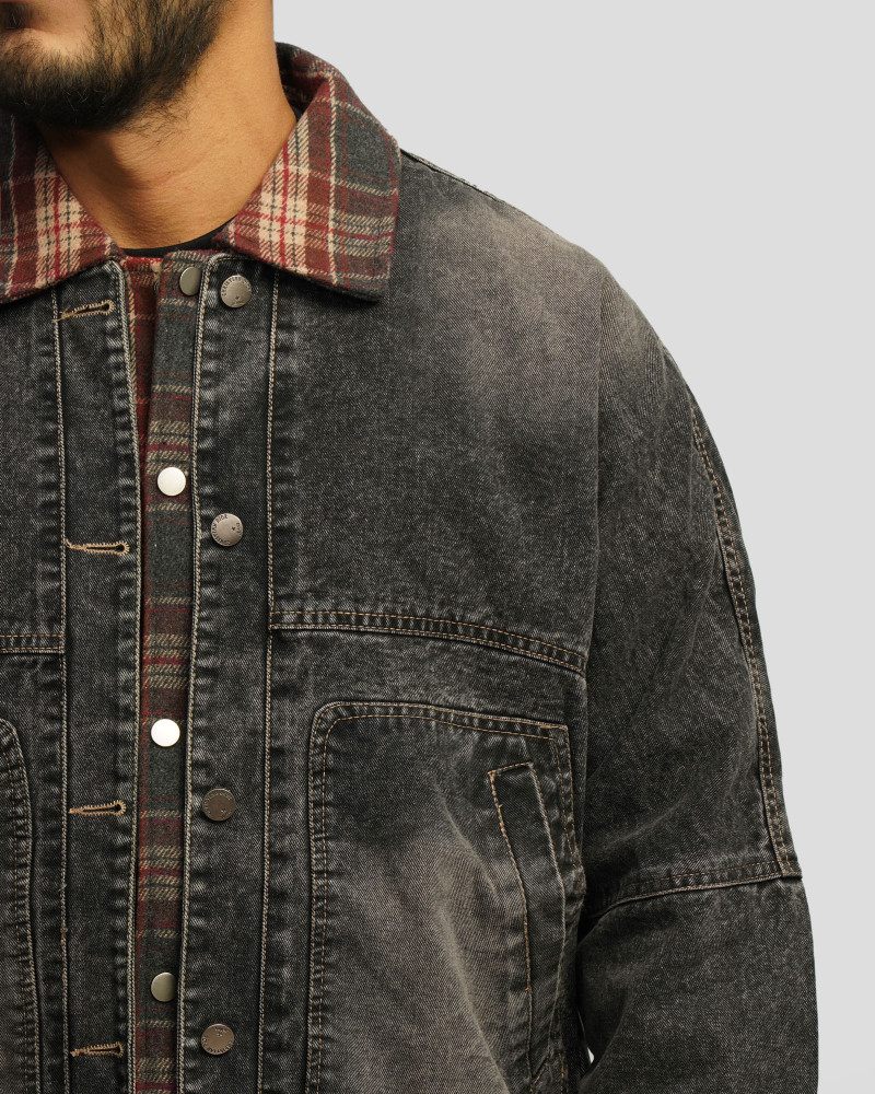 کاپشن جین ذغالی 24378107