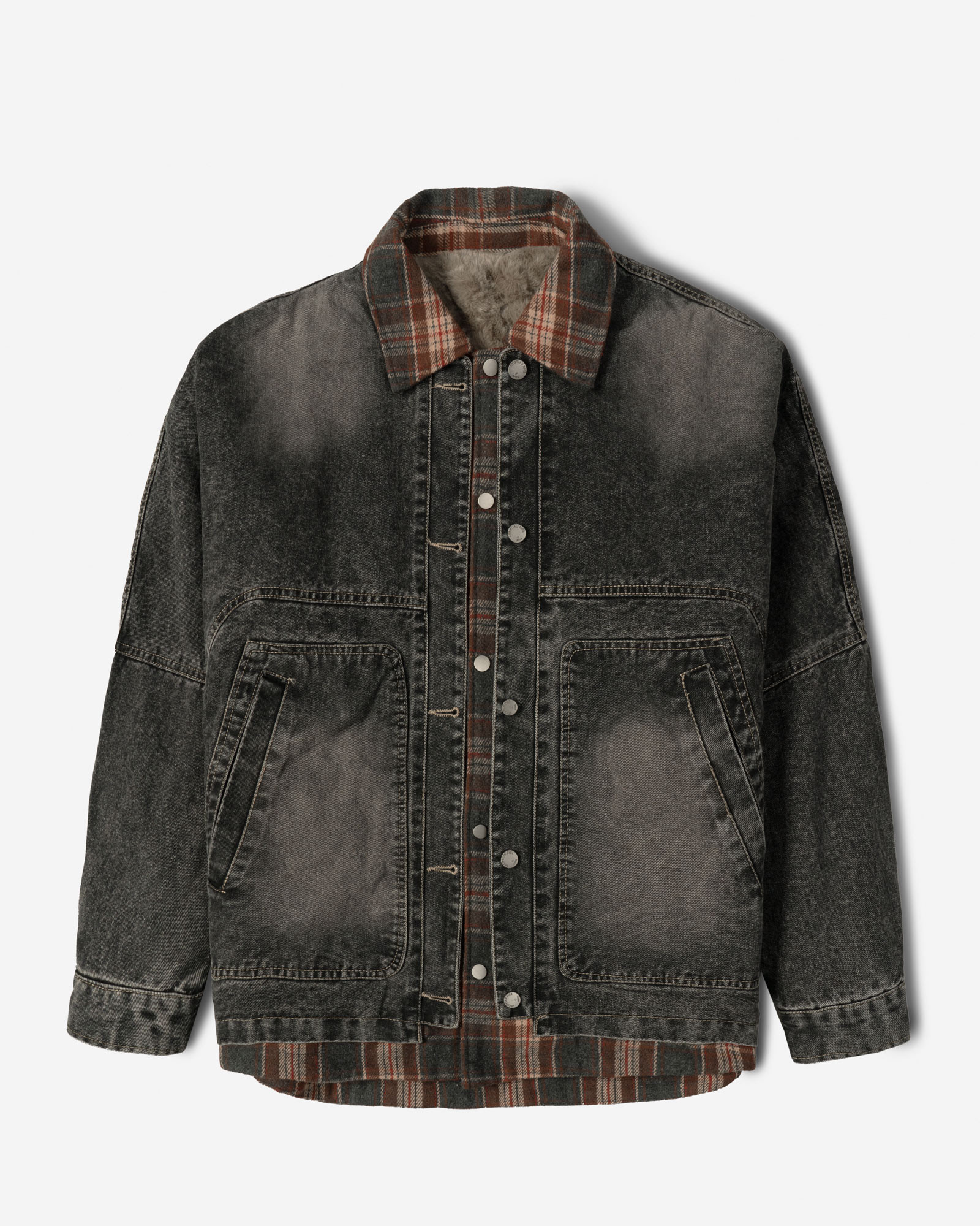 کاپشن جین ذغالی 24378107