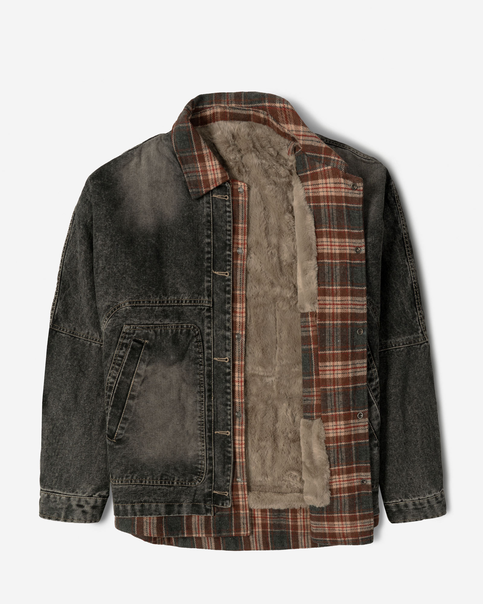 کاپشن جین ذغالی 24378107