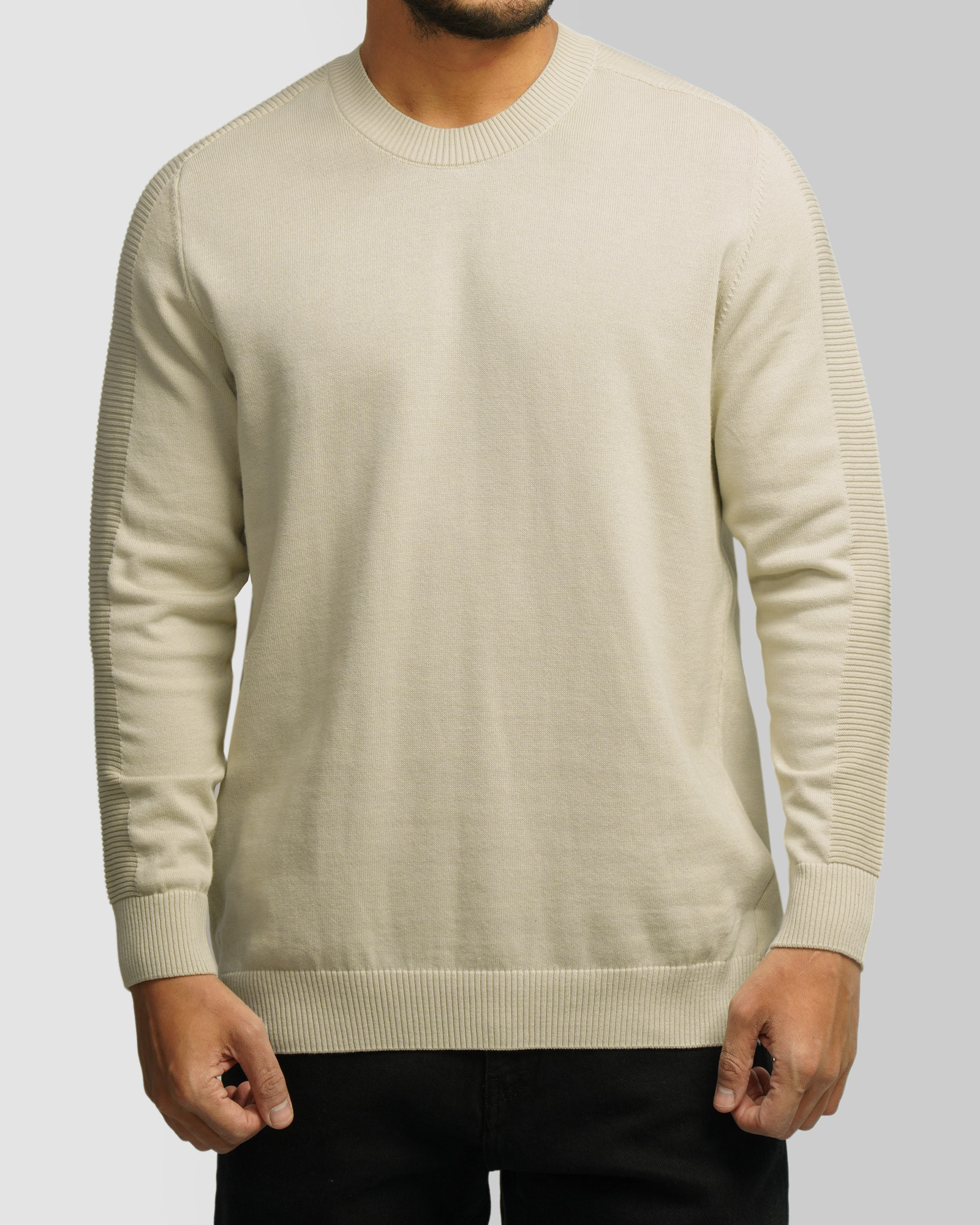 خرید و قیمت پلیور بافت یقه گرد مردانه کرم 24342176