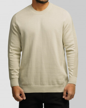 خرید و قیمت پلیور بافت یقه گرد مردانه کرم 24342176