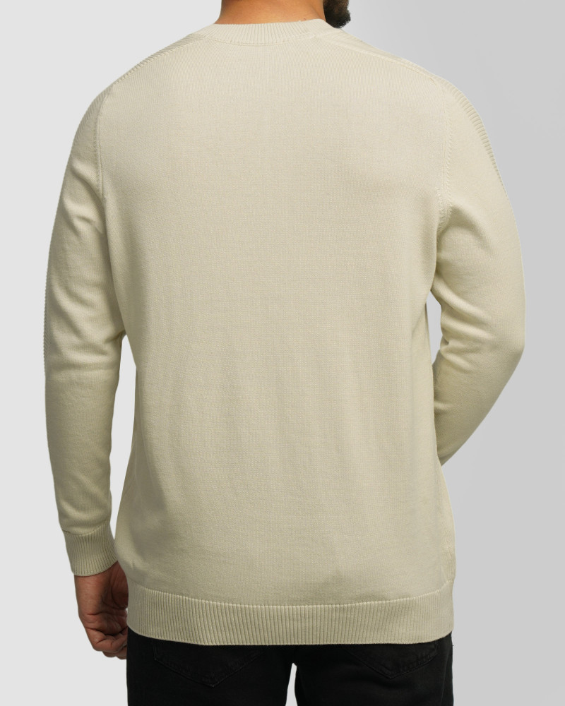 خرید و قیمت پلیور بافت یقه گرد مردانه کرم 24342176