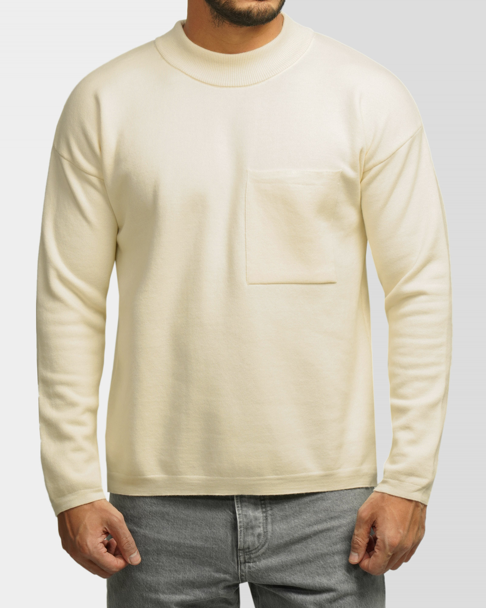 خرید و قیمت پلیور یقه 5 سانت ساده مردانه کرم روشن 24350107