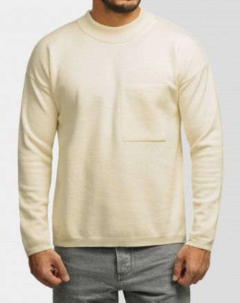 خرید و قیمت پلیور یقه 5 سانت ساده مردانه کرم روشن 24350107