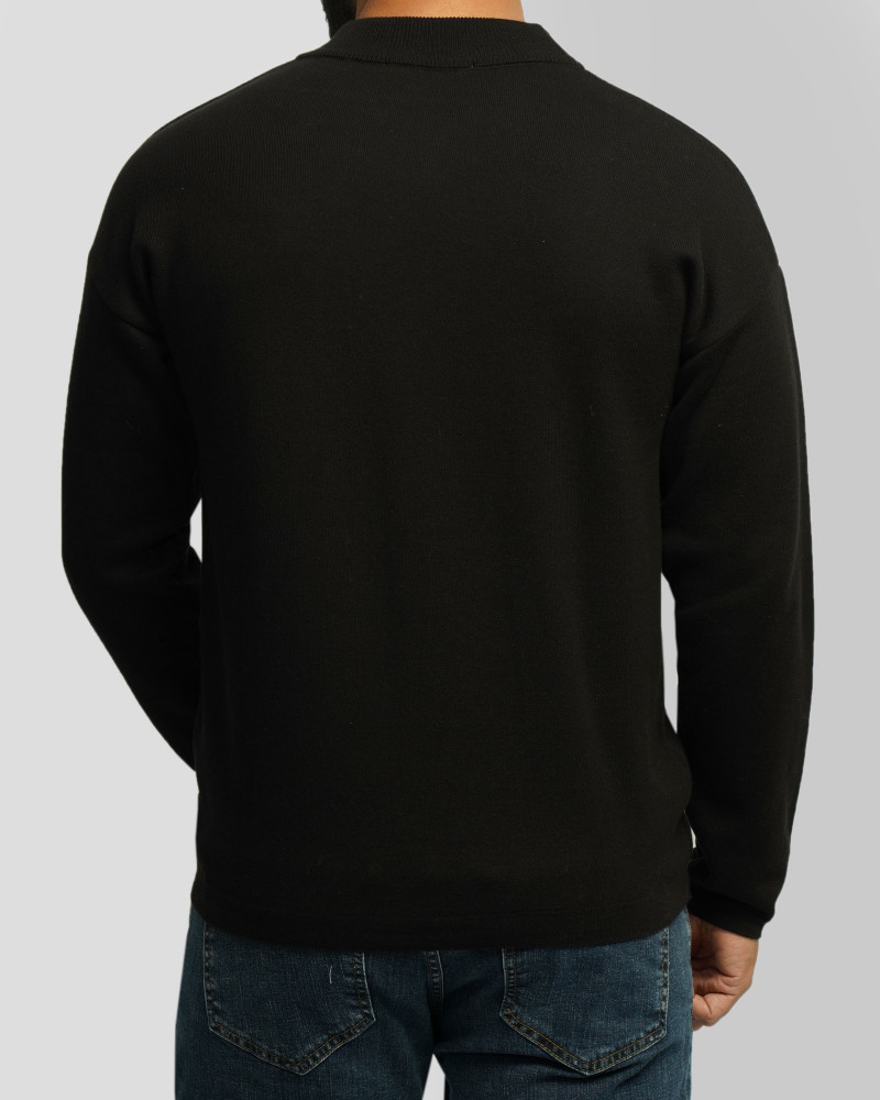 خرید و قیمت پلیور یقه 5 سانت ساده مردانه مشکی 24350107