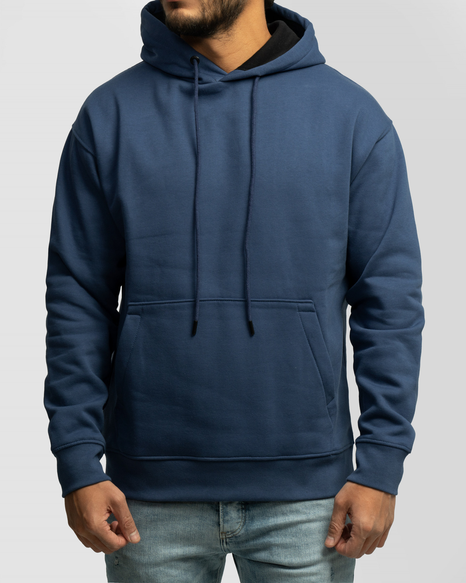 هودی کلاه دار ساده آبی 24371270