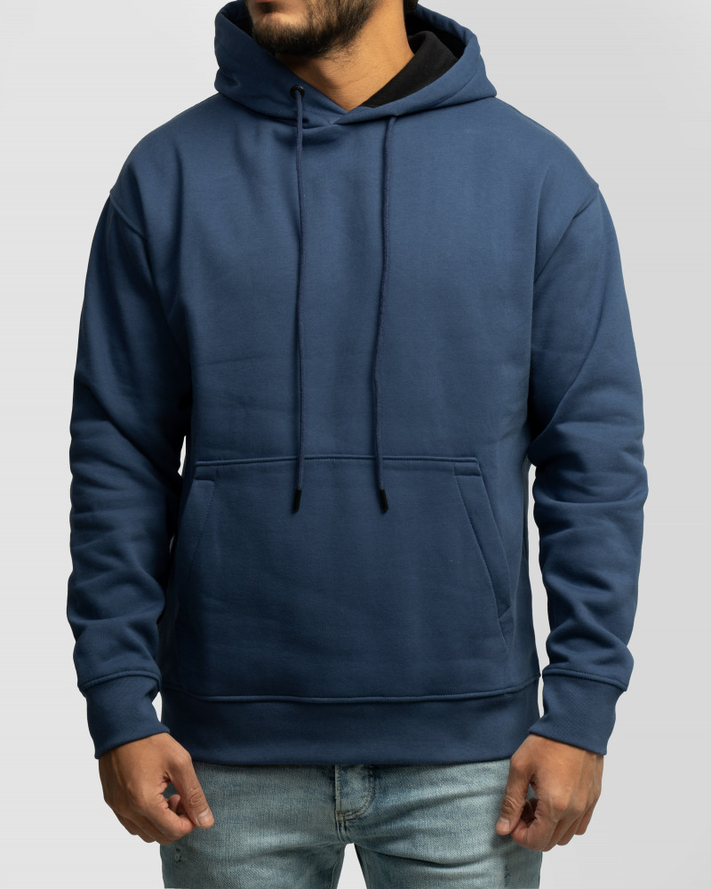 هودی کلاه دار ساده آبی 24371270