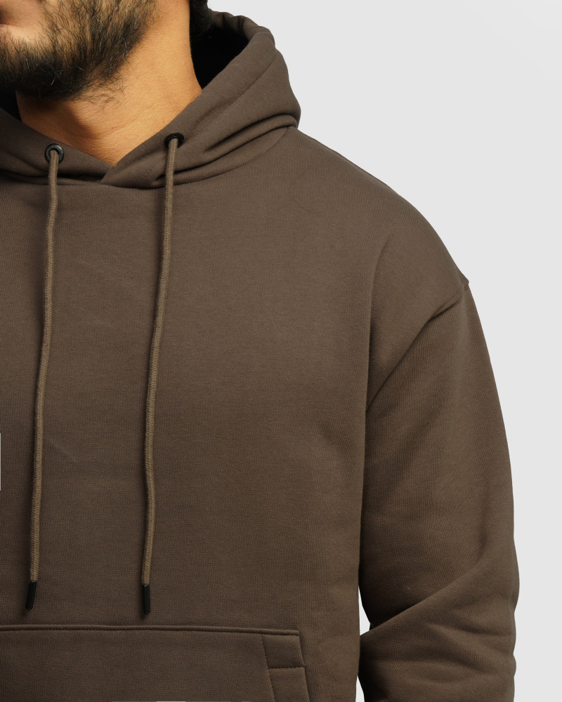 هودی کلاه دار ساده قهوه ای روشن 24371270