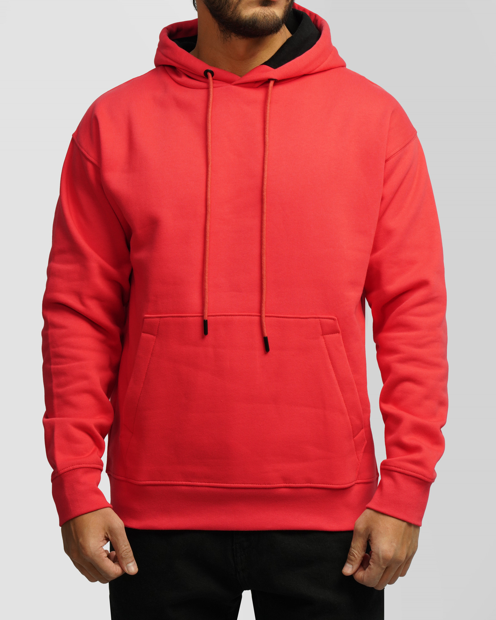 هودی کلاه دار ساده گلبه ای روشن 24371270