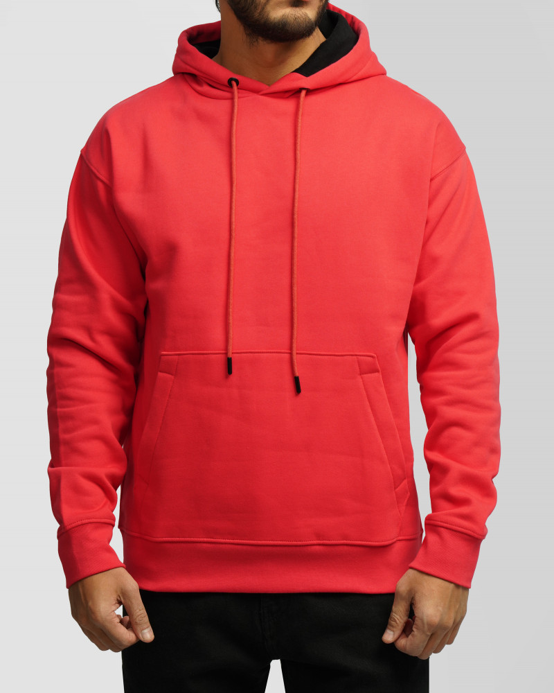 هودی کلاه دار ساده گلبه ای روشن 24371270