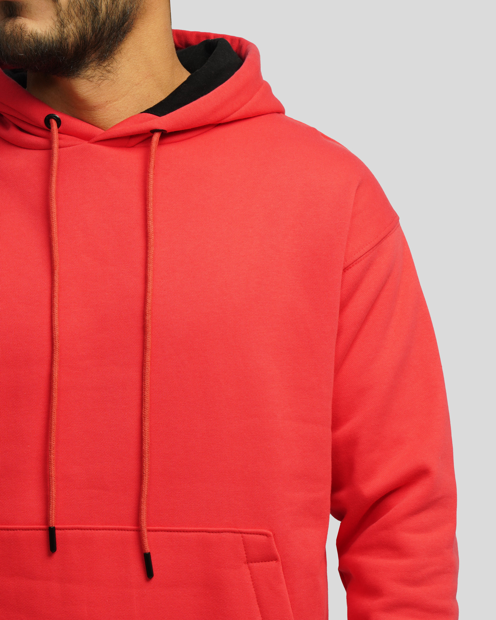 هودی کلاه دار ساده گلبه ای روشن 24371270