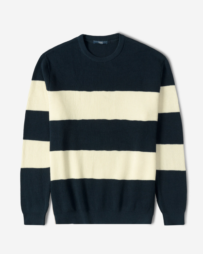 پلیور بافت یقه گرد طرح دار مردانه سرمه ای 24358131