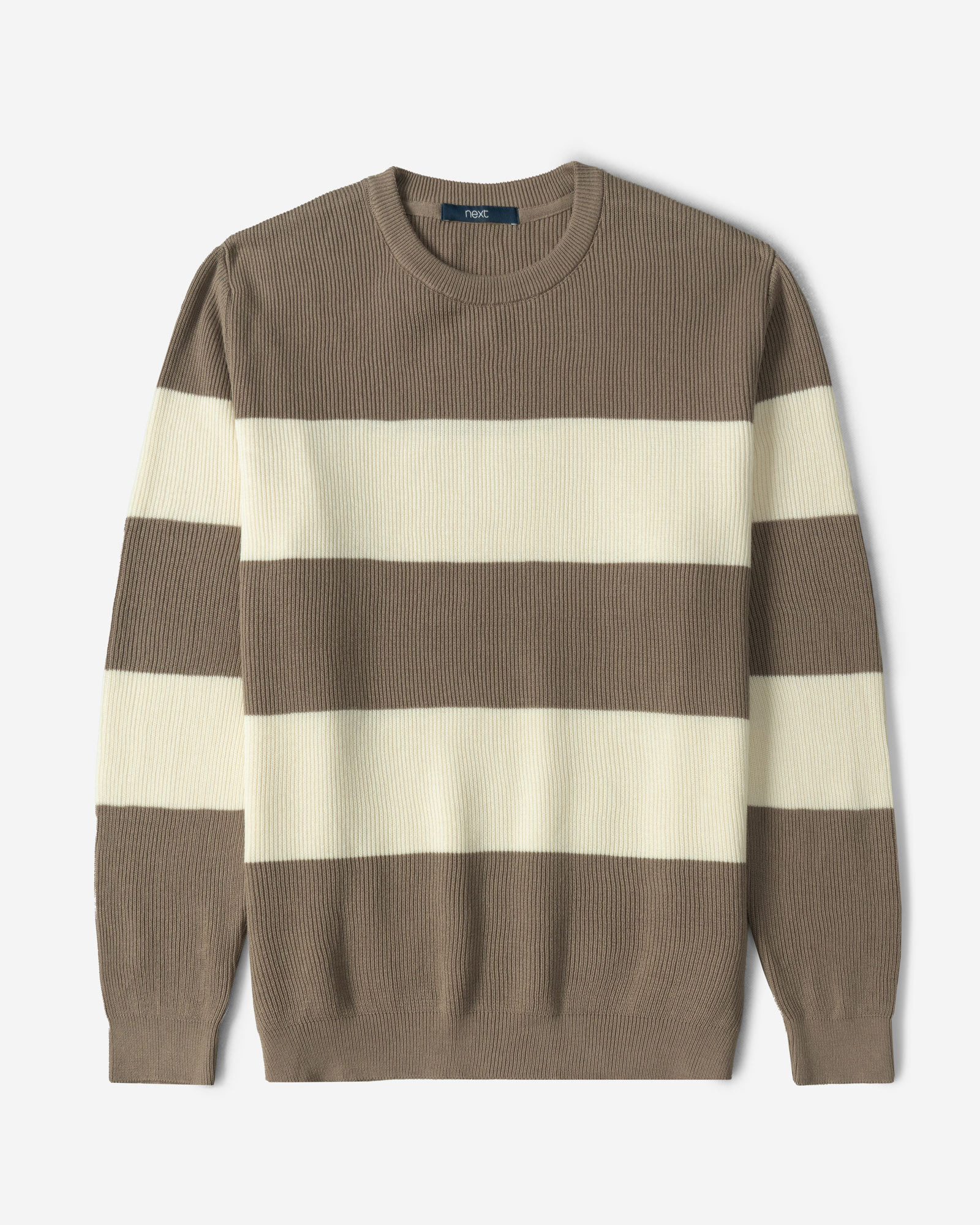 پلیور بافت یقه گرد طرح دار مردانه کرم 24358131