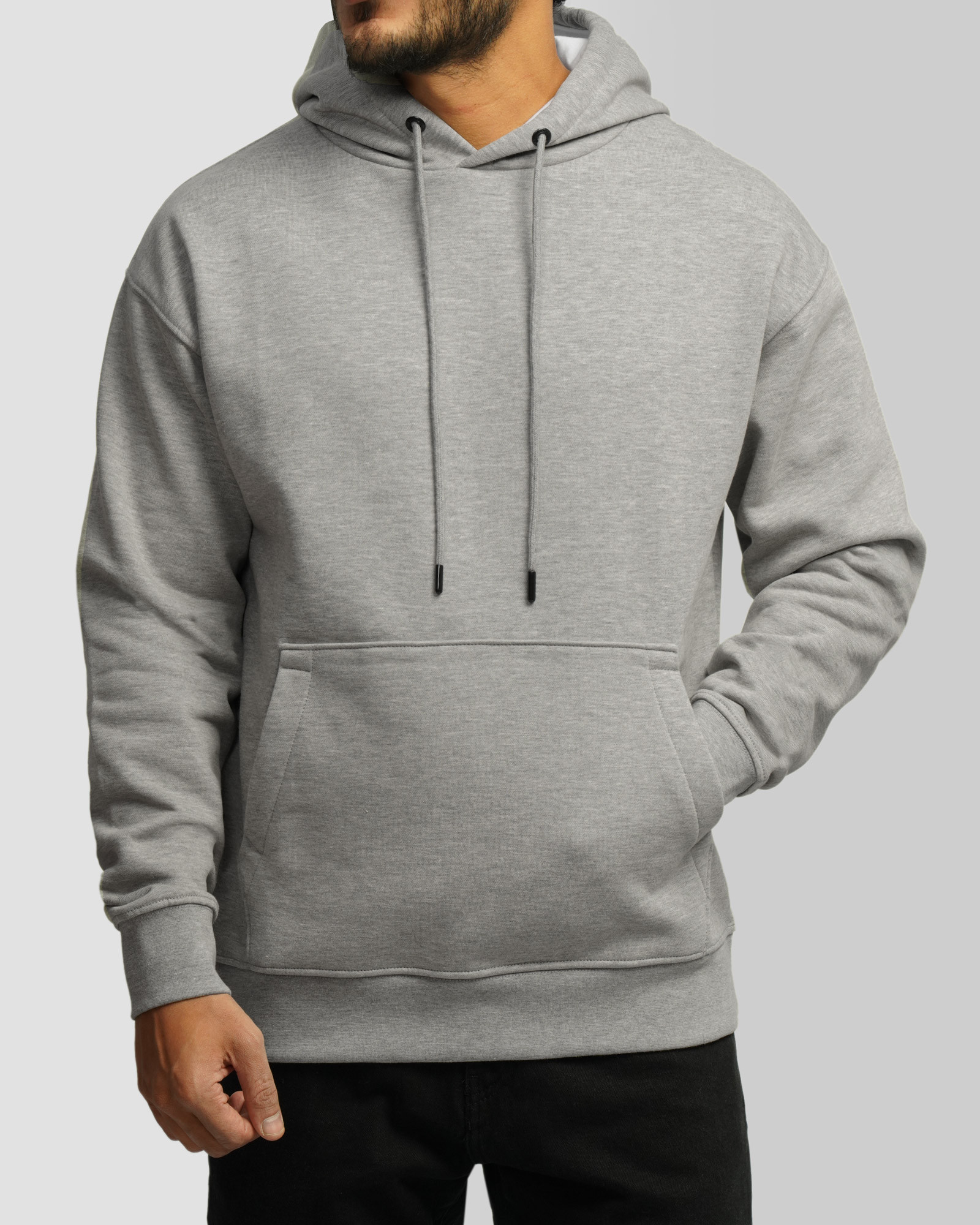 خرید و قیمت هودی کلاه دار ساده طوسی 24371270