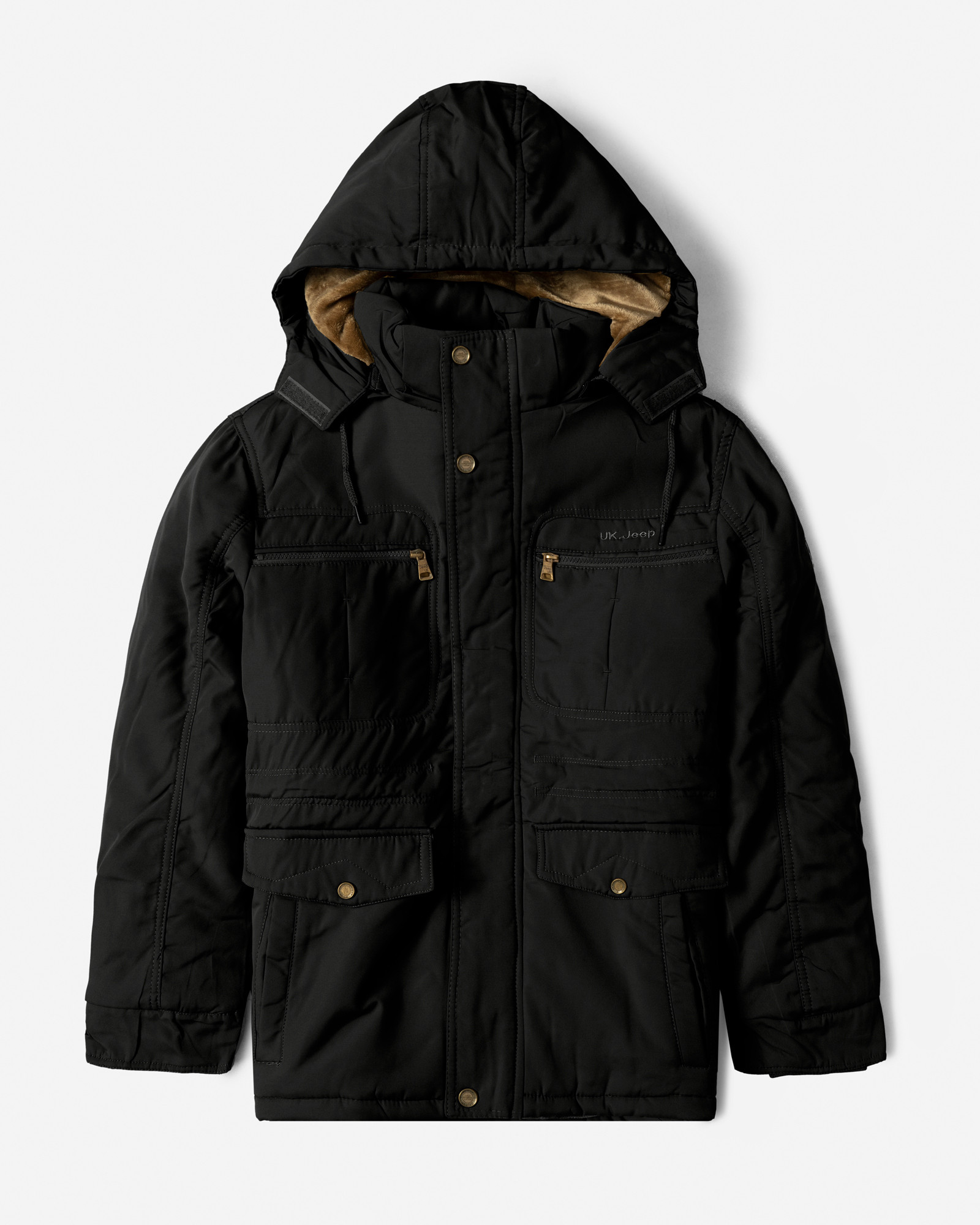 کاپشن ضخیم کلاه دار مردانه مشکی 24351125