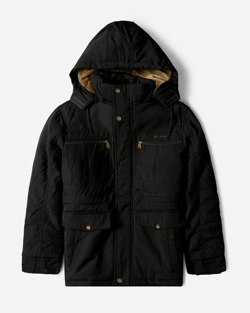 کاپشن ضخیم کلاه دار مردانه مشکی 24351125