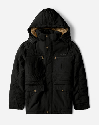 کاپشن ضخیم کلاه دار مردانه مشکی 24351125