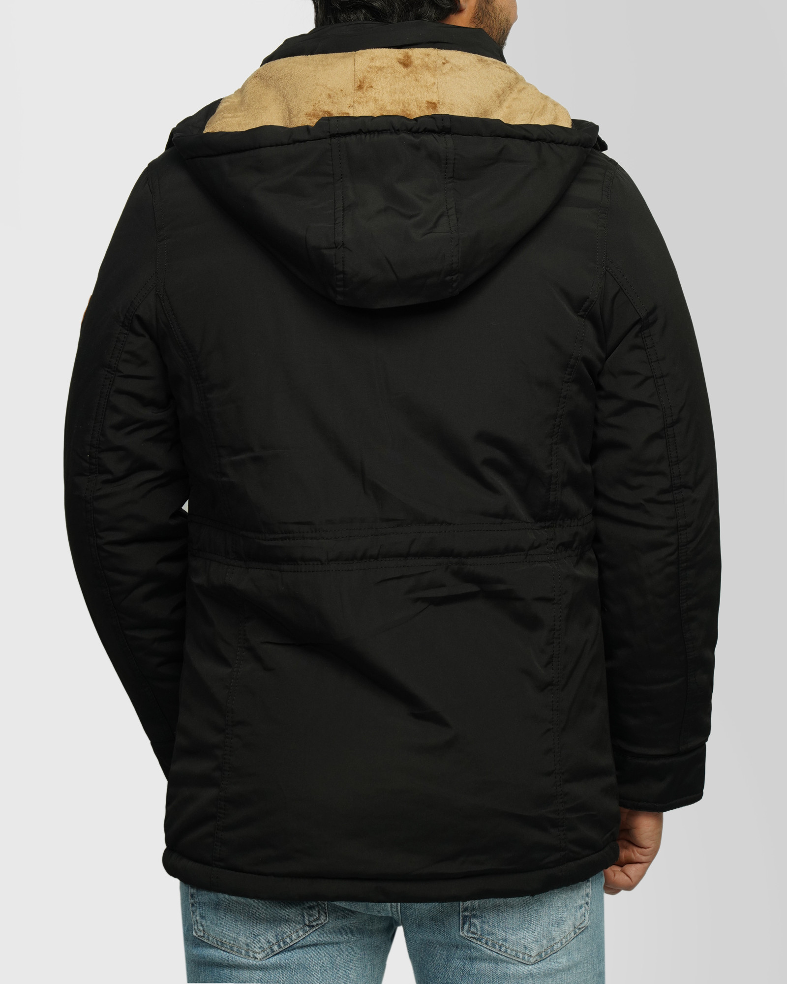 کاپشن ضخیم کلاه دار مردانه مشکی 24351125