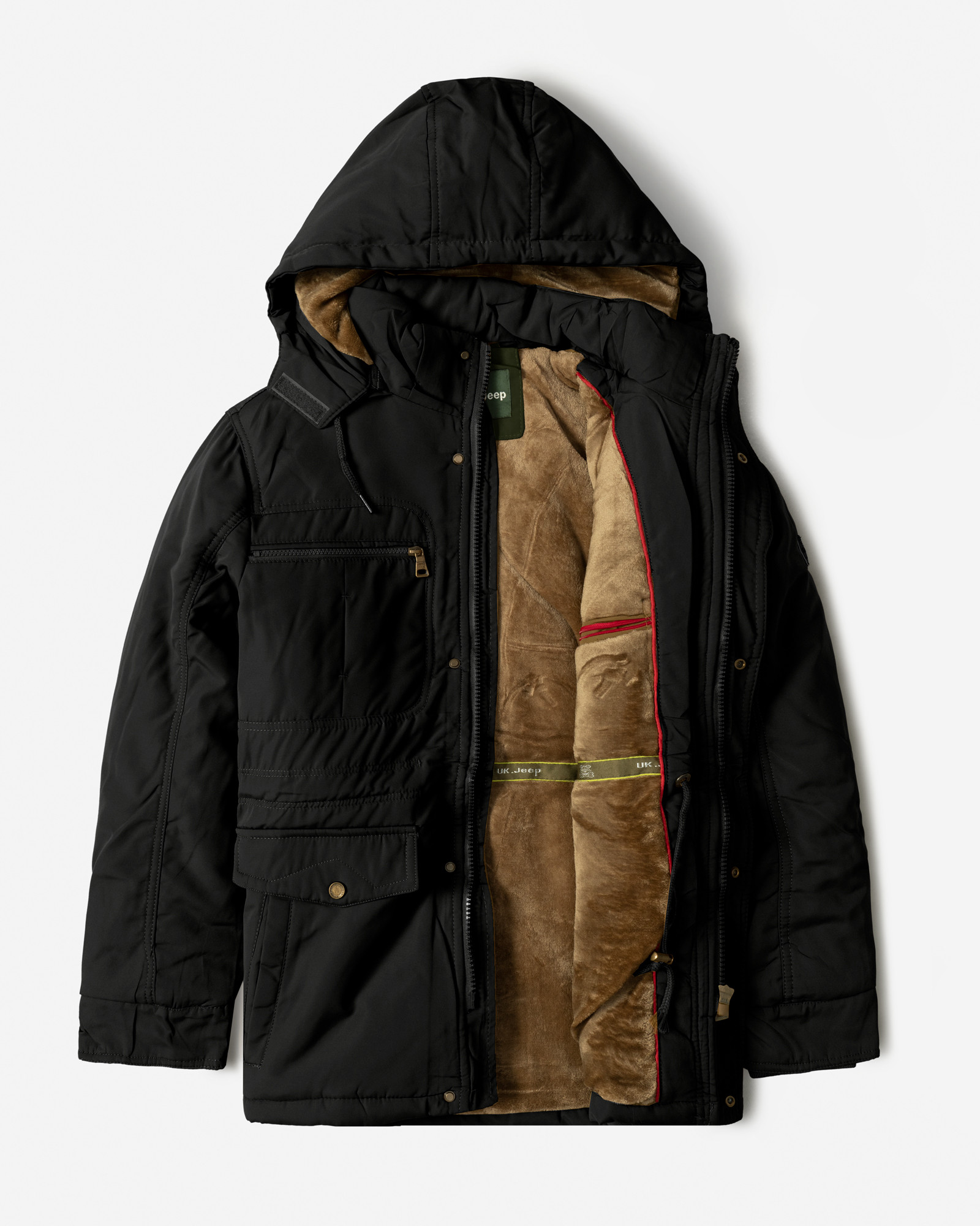 کاپشن ضخیم کلاه دار مردانه مشکی 24351125