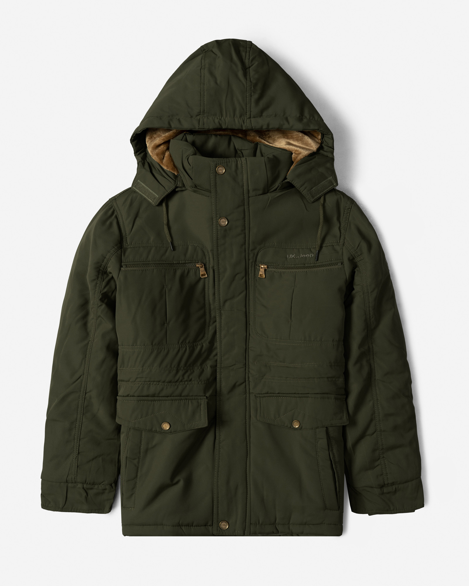 کاپشن ضخیم کلاه دار مردانه سبز 24351125