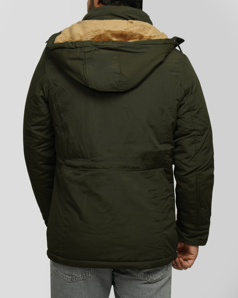 کاپشن ضخیم کلاه دار مردانه سبز 24351125