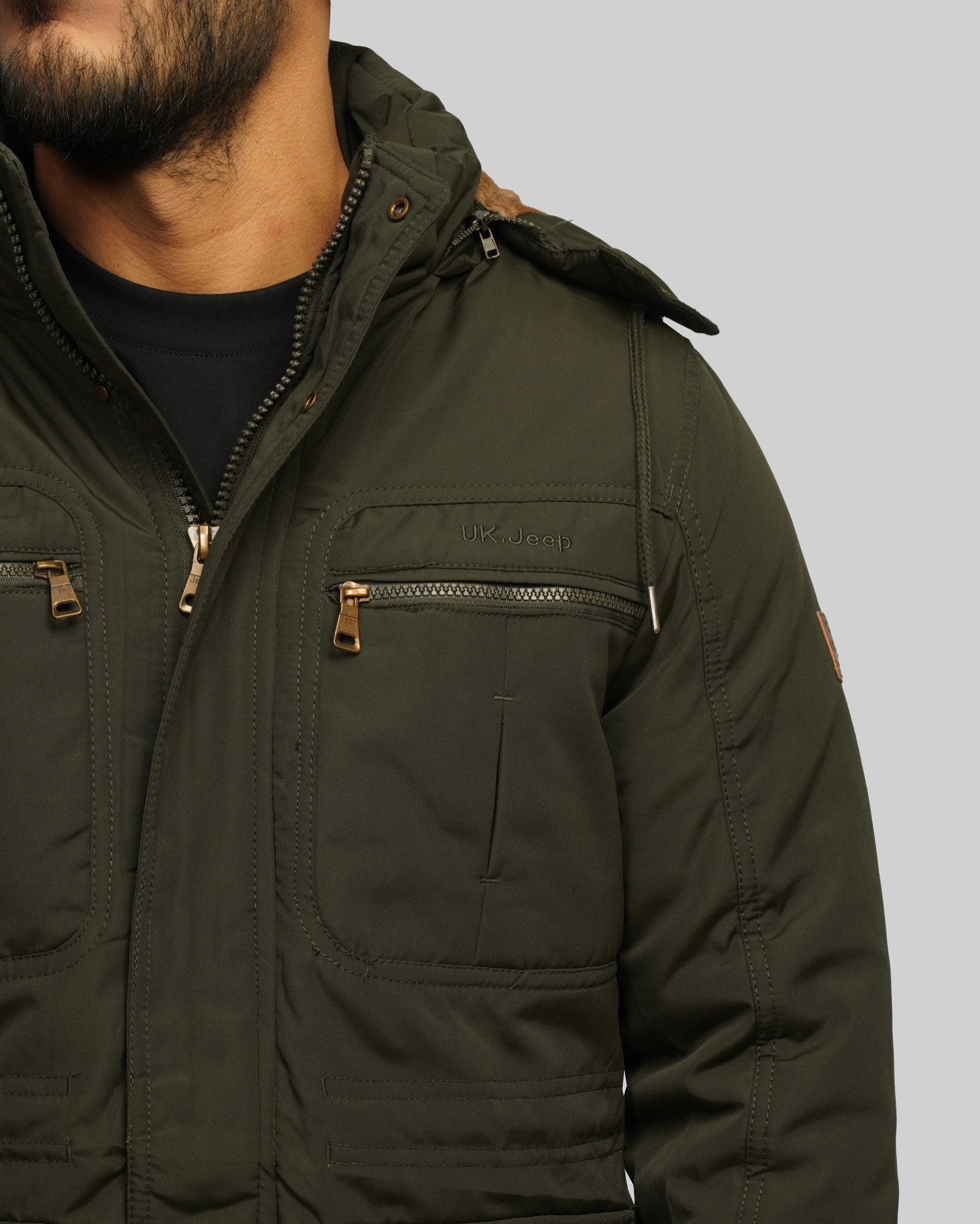 کاپشن ضخیم کلاه دار مردانه سبز 24351125