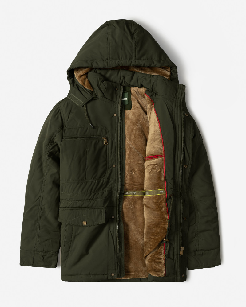 کاپشن ضخیم کلاه دار مردانه سبز 24351125