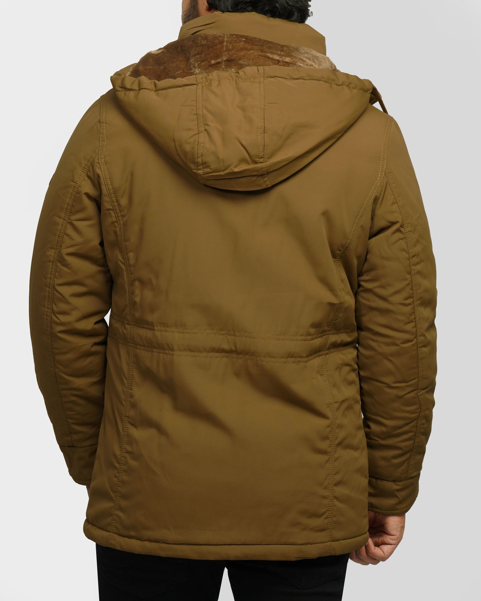 کاپشن ضخیم کلاه دار مردانه قهوه ای 24351125