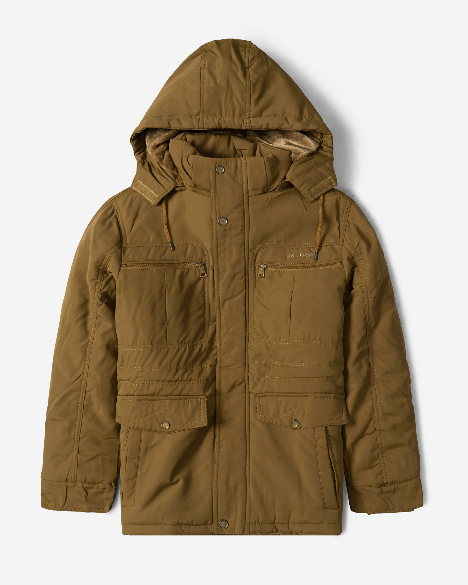 کاپشن ضخیم کلاه دار مردانه قهوه ای 24351125