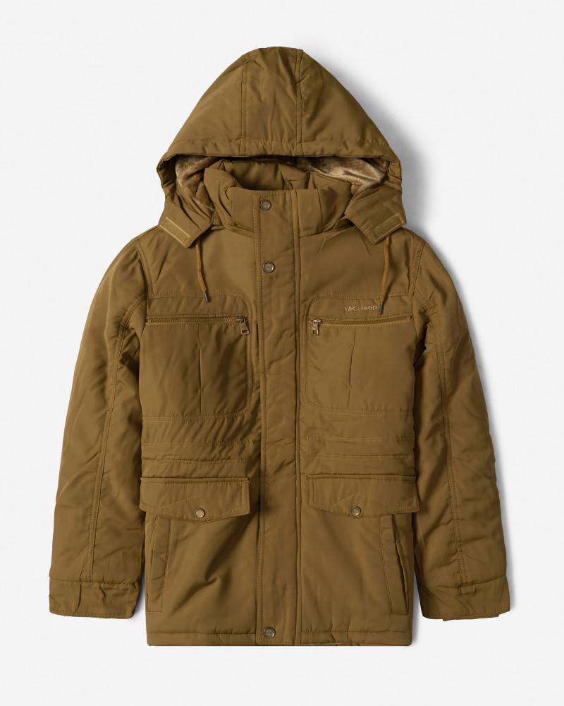 کاپشن ضخیم کلاه دار مردانه قهوه ای 24351125