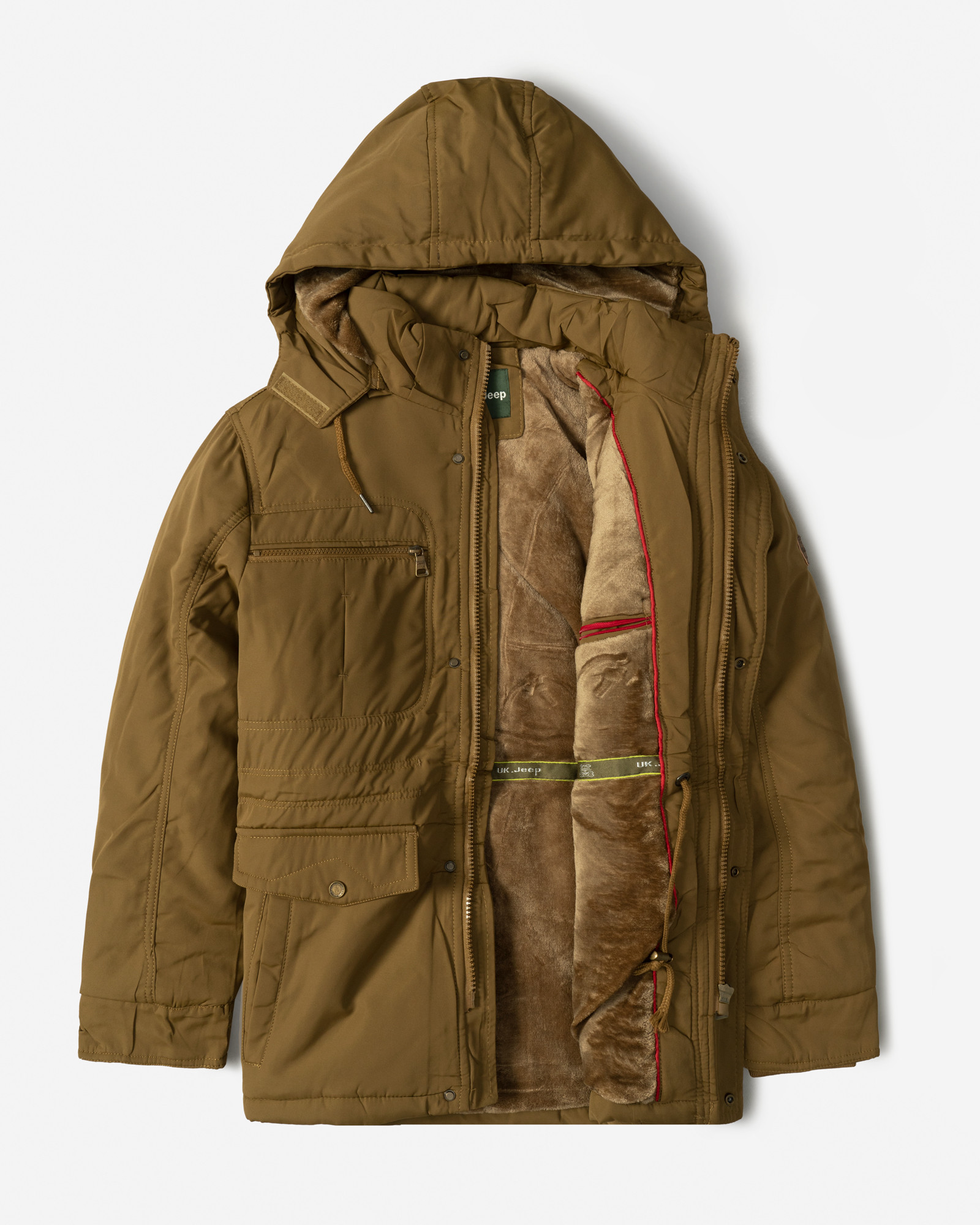 کاپشن ضخیم کلاه دار مردانه قهوه ای 24351125