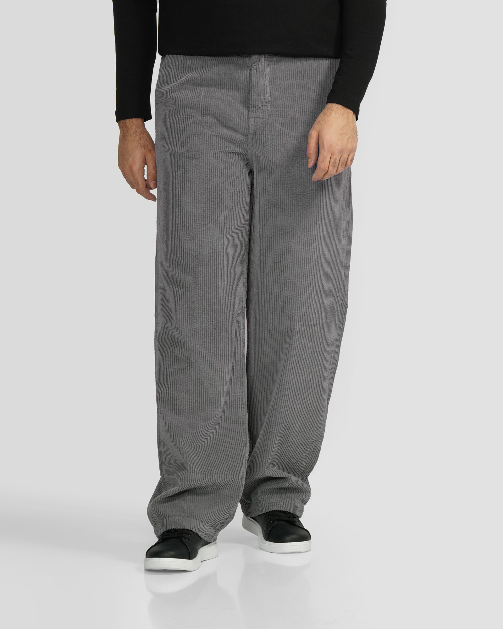 شلوار مخمل کبریتی مردانه خاکستری 24362126