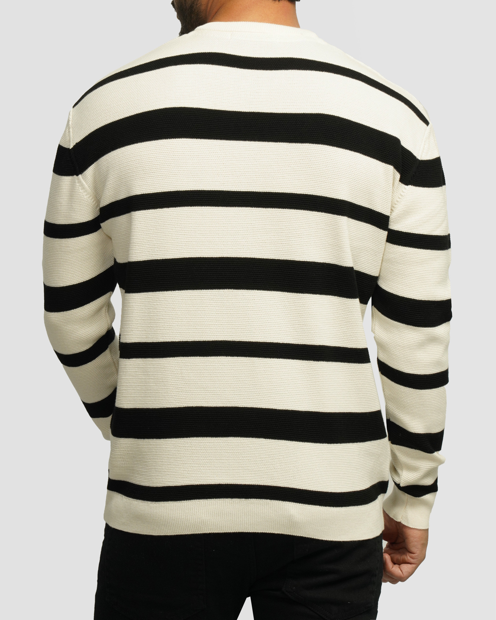 خرید و قیمت پلیور بافت یقه گرد طرح دار مردانه مشکی 24358134