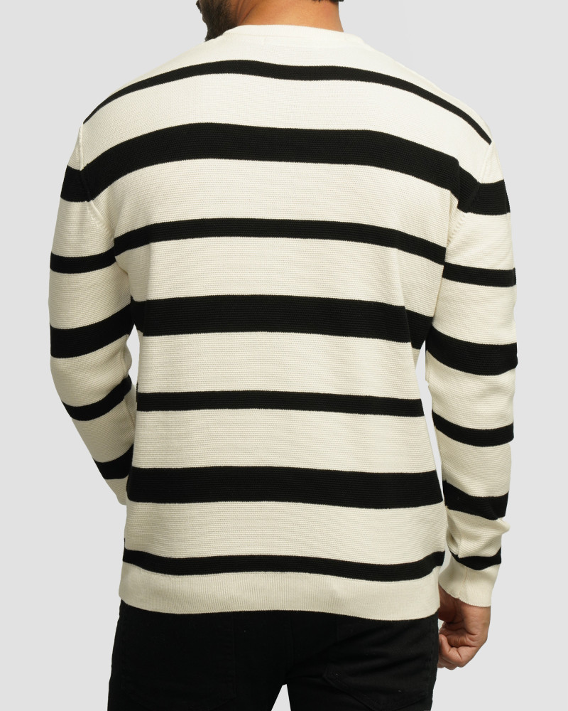 خرید و قیمت پلیور بافت یقه گرد طرح دار مردانه مشکی 24358134