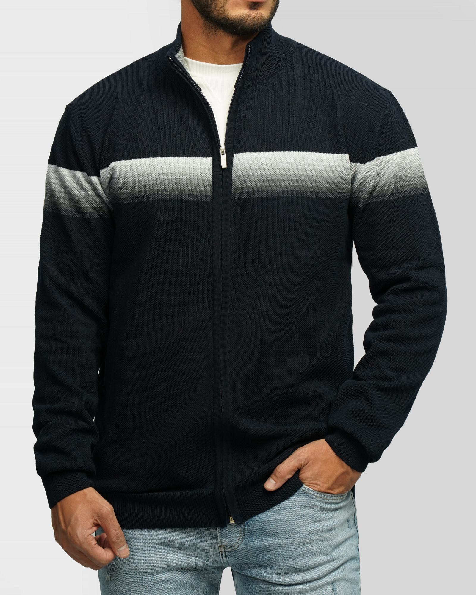 سویشرت بافت مردانه سرمه ای 24376124