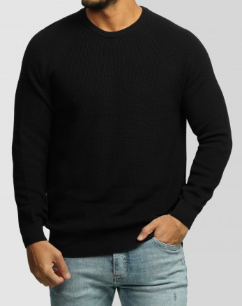 خرید و قیمت پلیور بافت یقه گرد مردانه مشکی 24342178