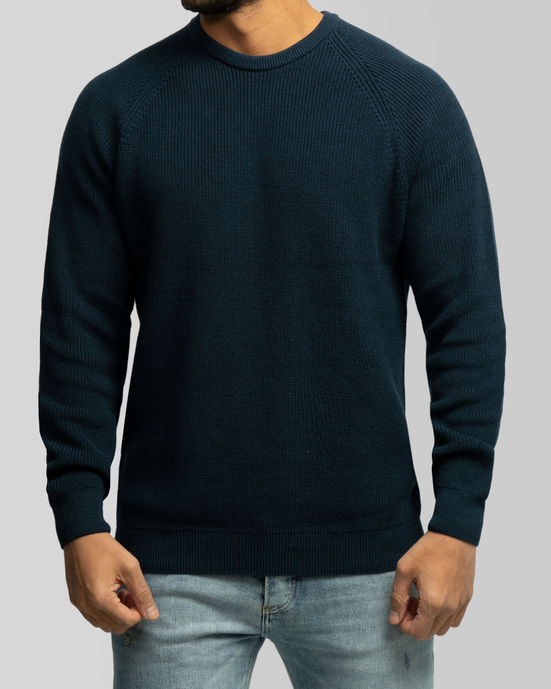 خرید و قیمت پلیور بافت یقه گرد مردانه سرمه ای 24342178