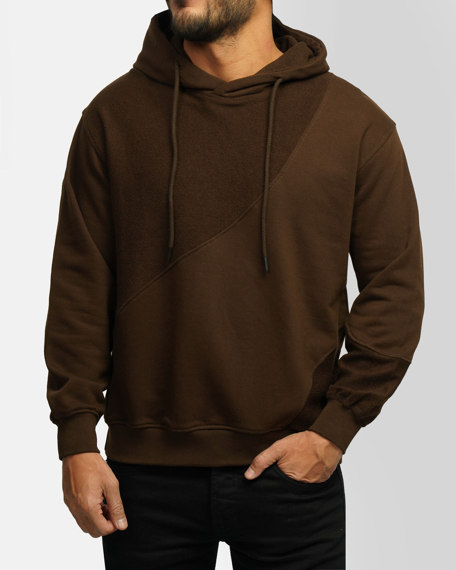 هودی کلاه دار مردانه قهوه ای 24371262