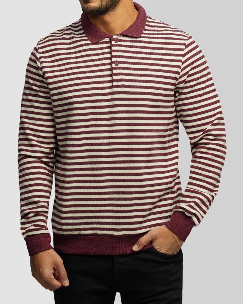 خرید و قیمت پولوشرت آستین بلند مردانه زرشکی 84486117