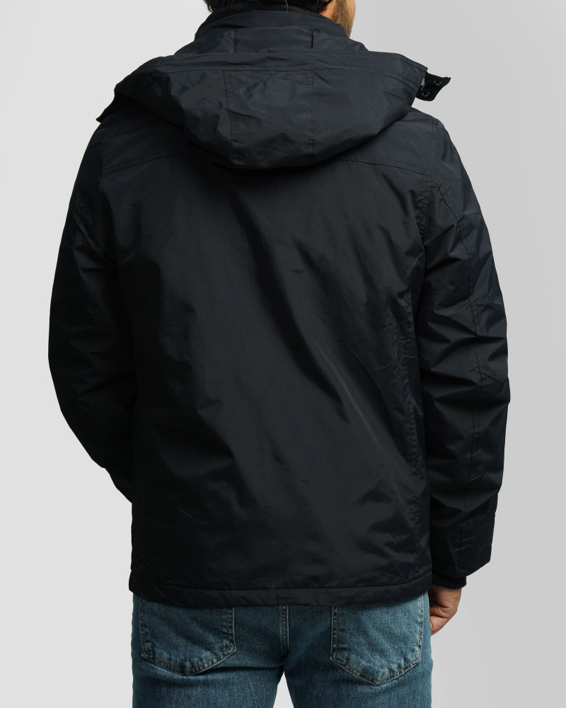 کاپشن مردانه کلاه دار سرمه ای 24316382