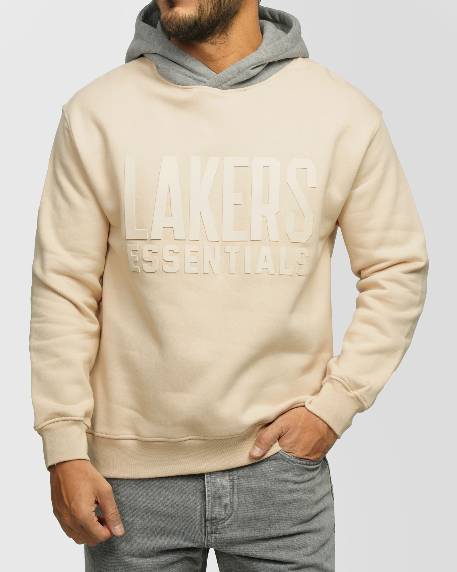 هودی کلاه دار طرح دار مردانه کرم 24371260