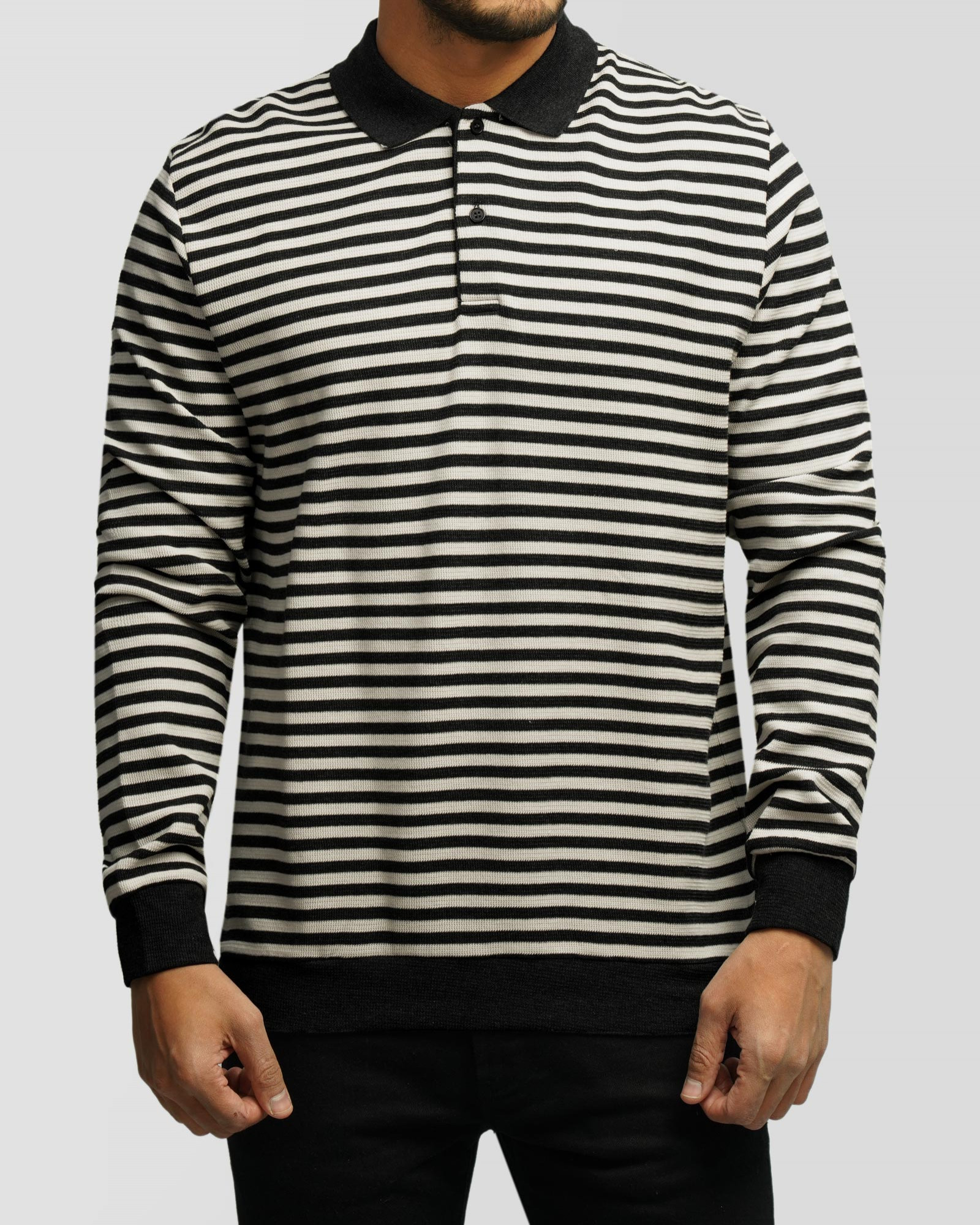 خرید و قیمت پولوشرت آستین بلند مردانه مشکی 84486117