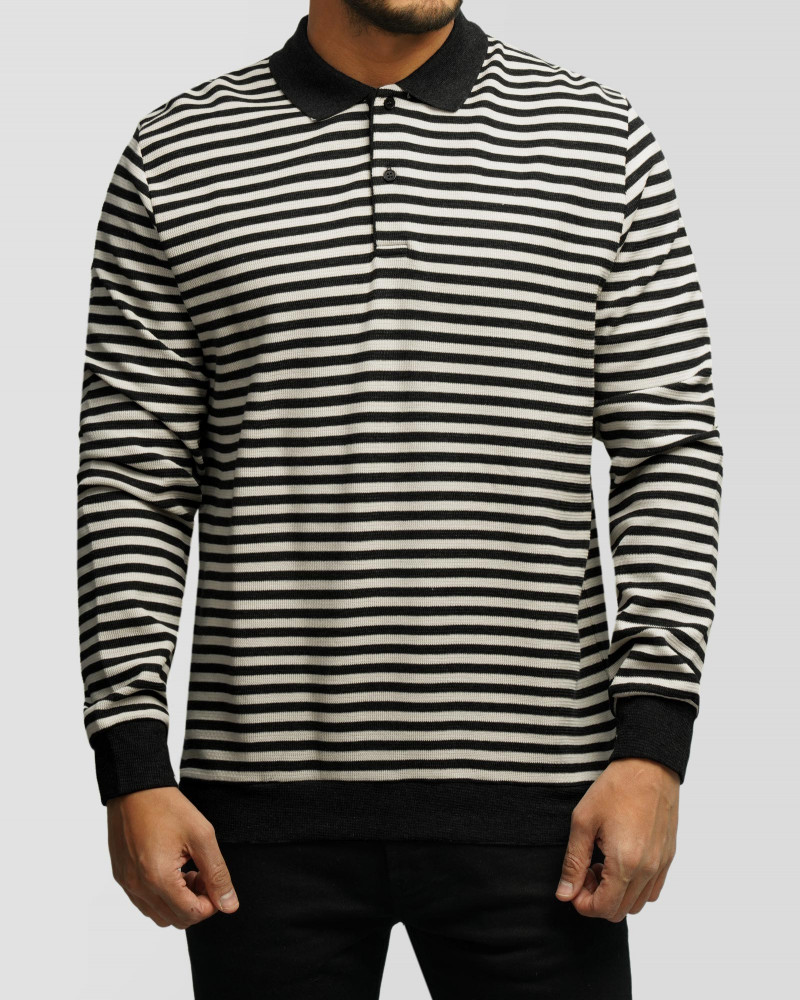 خرید و قیمت پولوشرت آستین بلند مردانه مشکی 84486117