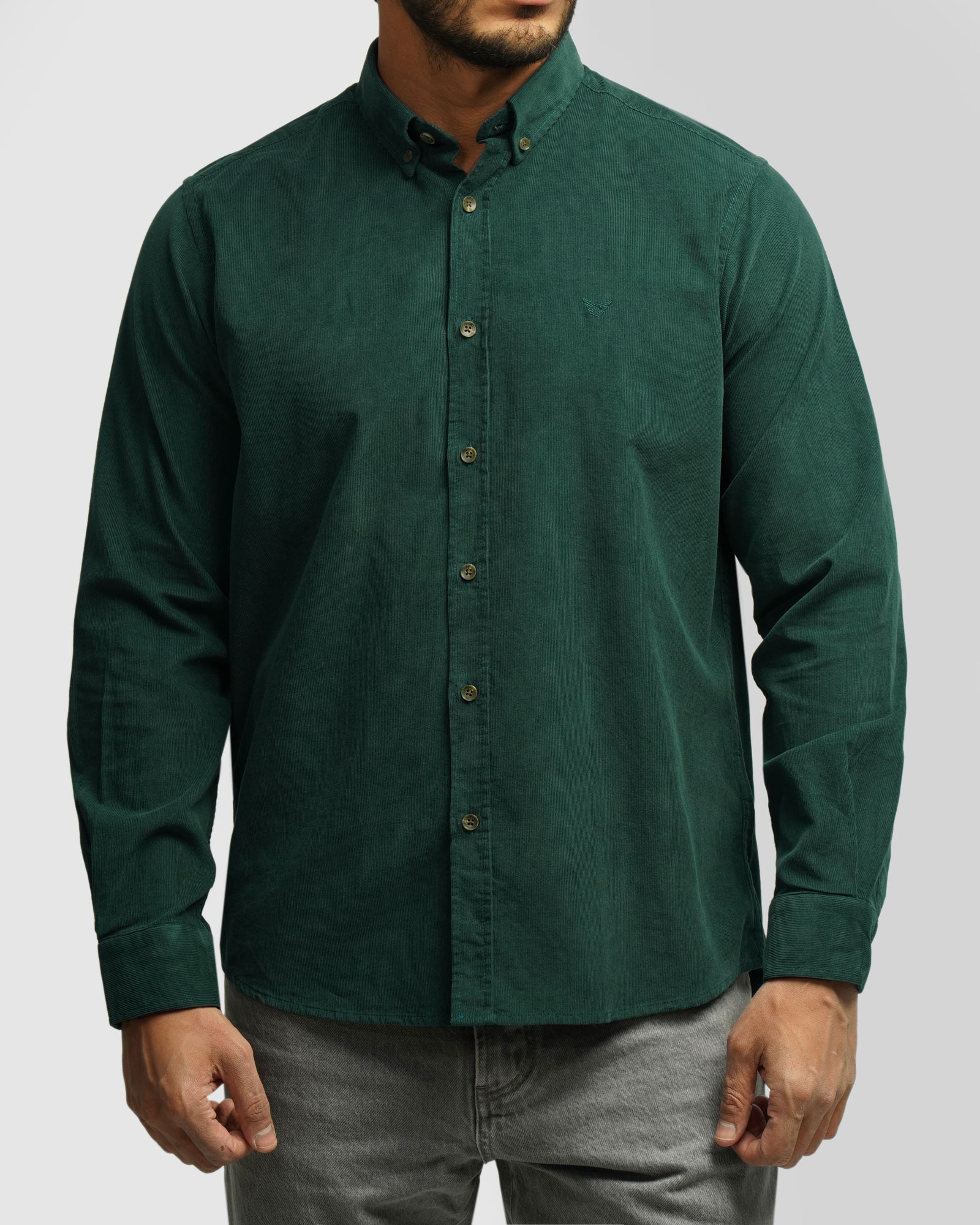 پیراهن نیمه ضخیم کبریتی مردانه سبز یشمی 24268165