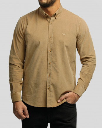 پیراهن نیمه ضخیم کبریتی مردانه قهوه ای روشن 24268165