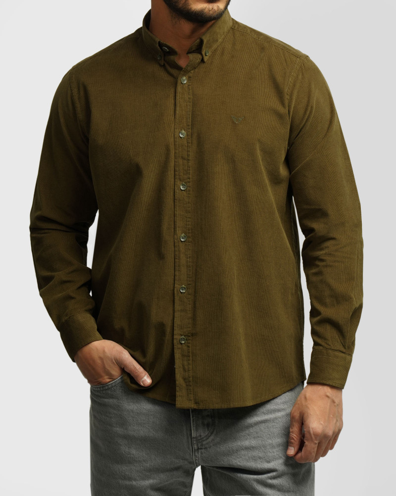 پیراهن نیمه ضخیم کبریتی مردانه سبز سدری 24268165