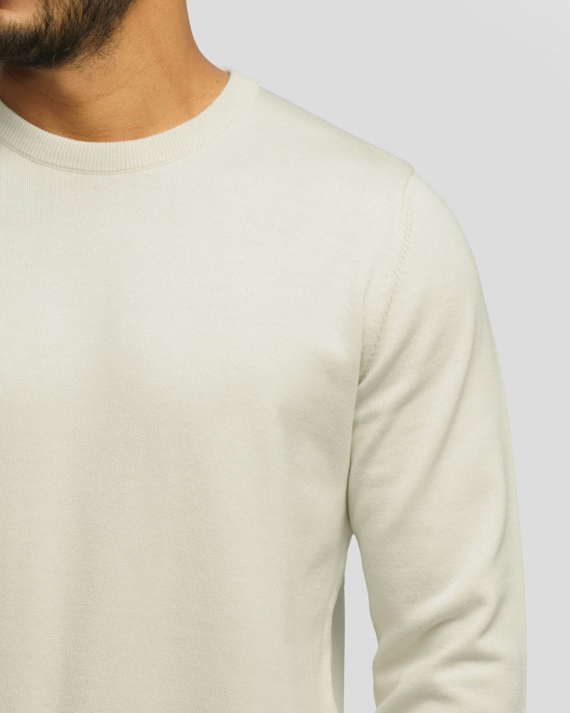 خرید و قیمت پلیور بافت یقه گرد مردانه کرم 24342179